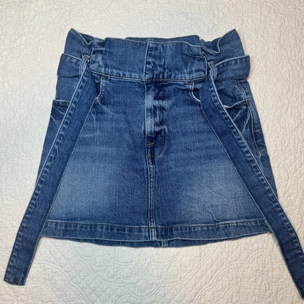 Frame Women's 26 Denim‎ Belted Mini Skirt Pleated Myrtle Paperbag Waist Y2K Chic